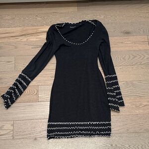 Casual Blue Grey Dress with White Detailing